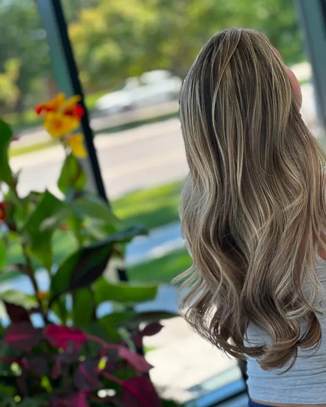 Cool icy-blonde lengths finished with a loose wave